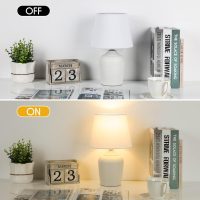 Small 11.8 Table Lamps Set of 2, Bedside Nightstand Lamps for Bedroom Kid’s Room, Cute Desk Lamps with Studded Texture Base for Reading Nursery Living Room Office, White - Image 4