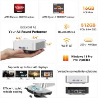 GEEKOM A6 Mini PC with AMD Ryzen 7 6800H, 16GB DDR5 RAM 512GB M.2 NVMe SSD, Radeon 680M, Compact Aluminium Design Windows 11 Desktop Computer for Home/Business, USB4/8K UHD/Wi-Fi 6E/BT 5.2 - Image 2
