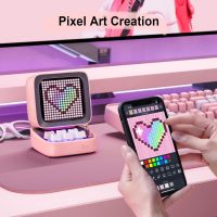 Divoom Ditoo Retro Pixel Art Game Bluetooth Speaker with 16X16 LED App Controlled Front Screen (Pink) - Image 2