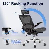 Ergonomic Office Chair，Mesh Seat Cushion with 3D Armrests and 3D Headrest, Adjustable Lumbar Support with Rocking Function, SGS Class 4 Gas Clylinder，Black - Image 9