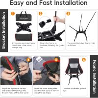 Swivel Camping Chair, High Back Folding Chair with Head Support, Side Cup Pocket, Stable Portable Outdoor Chair for Camp, Travel, Beach, Party, Fishing, Hiking, Backpacking, Black Red - Image 6