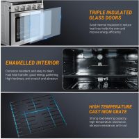 AMZCHEF RV Gas Range Stove 12V. Range Oven for RV Use with 3 Burners,Gas Oven, 28,100BTU, Open Flame Configuration, Knob work indicator, Heavy Duty Cast Iron Grates (Large 21 inch) - Image 5
