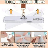 12 Pcs Metal Phone Finger Grip Hook Adhesive Heart Shaped Phone Charm Hook Smartphones Accessories Charm Loop Stand Keychain Ring Smartphones Holder Heart Pad Ring for DIY Hanging Supplies (Pink) - Image 5
