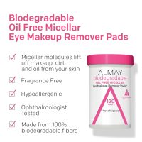 Almay Biodegradable Makeup Remover Pads, Micellar Gentle, Hypoallergenic, Fragrance-Free, Dermatologist & Ophthalmologist Tested, 120 Count - Image 2