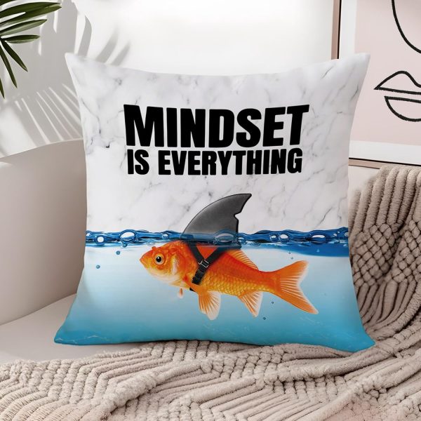 Inspirational Positive Gifts Pillow Covers 18x18, Mindset is Everything Decorative Throw Pillow Covers Pillowcases for Home Bedroom Living Room Decor