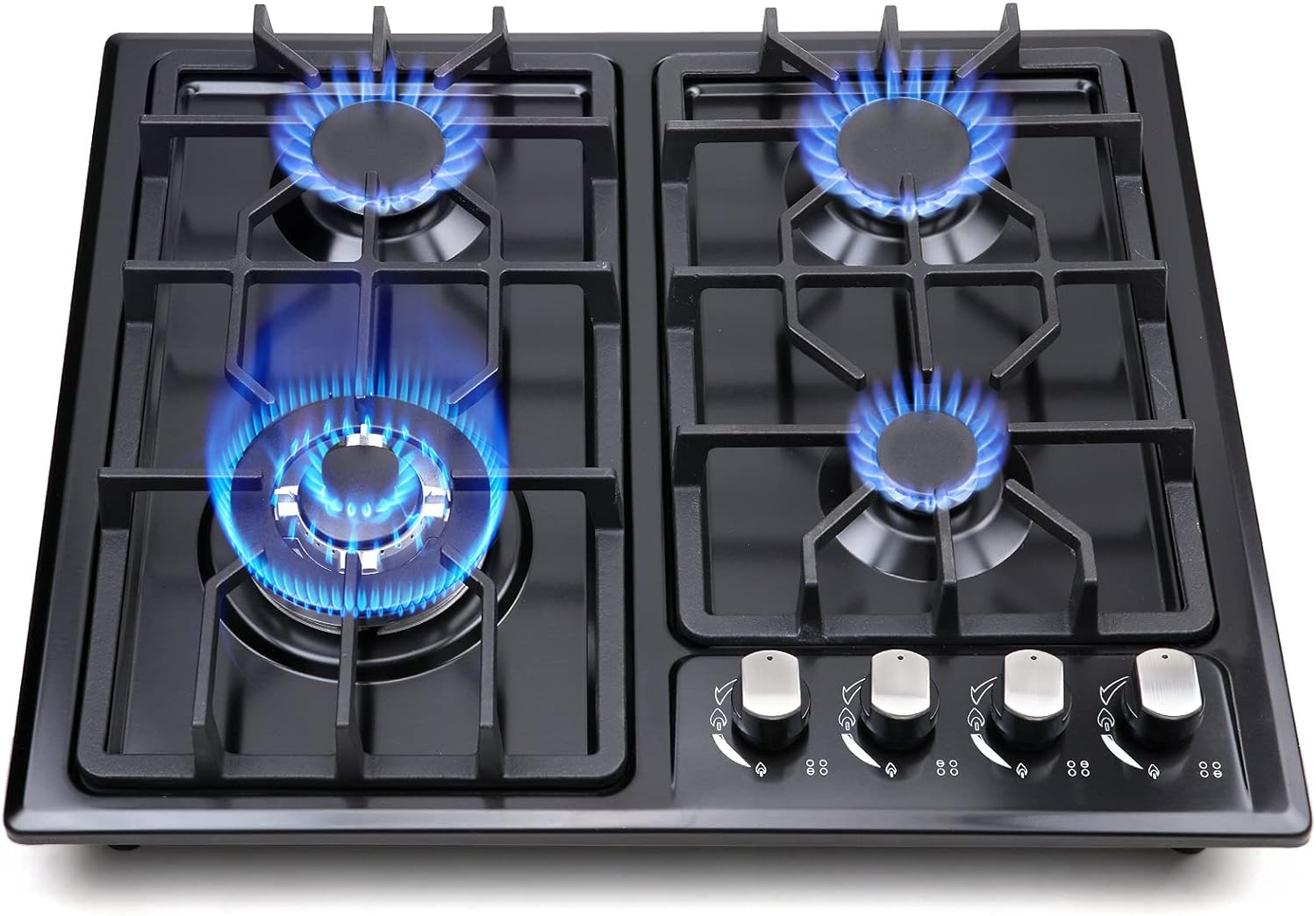 FORIMO Gas Cooktop 22Inch，Built in Gas Cooktop 4 Burners Stainless Steel Stove with NG/LPG Conversion Kit Thermocouple Protection and Easy to Clean