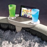 Intex 28520E Tablet Mobile Phone Spa Tray Accessory with White LED Light Strip and Cupholders for Smart Phone or Tablet, White - Image 2