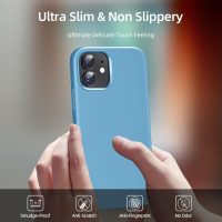 Compatible with iPhone 12 Case/iPhone 12 Pro case 6.1", Slim Liquid Silicone Shockproof Phone Case, Protective Cover with Anti-Scratch Microfiber Lining(Light Blue) - Image 5