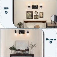 3-Lights Bathroom Vanity Light Fixtures, Modern Black Vanity Lights Over Mirror with Clear Glass Shade for Bathroom, Wall Mounted Lamp for Bedroom Hallway Living Room - Image 4