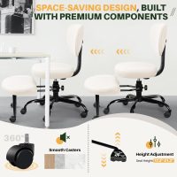 Primy Criss Cross Office Chair - ADHD Cross Legged Chair with Wheels - Adjustable Height Ergonomic Kneeling Desk Chairs for Meditation Yoga Home Office with Backrest, 360°Rotating Footrest -White - Image 6
