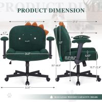 Sunchen Criss Cross Chair with Wheels and Arms, Cross Legged Office Chair with Wide Seat, Adjustable Cute Comfy Desk Chairs for Home Office, Bedroom, Vanity, Dark Green - Image 2