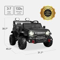 Best Choice Products Kids 24V 2-Seater Electric Ride On Car Truck w/ 132lb Weight Capacity, Parent Control, Bluetooth, LED Lights - Black - Image 2