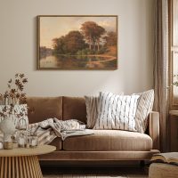 ARPEOTCY Vintage Framed Canvas Wall Art, Living Room Autumn Scenery Pictures Fall Wall Decor, Large Prints Art, Kitchen Landscape Paintings Farmhouse Retro Country Home Decorations, 24x36 Inch - Image 4