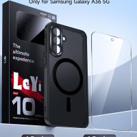 LeYi for Samsung Galaxy A36-5G Phone Case: Samsung A36 5G Case [Mag-Safe Fit] with Screen Protector, Samsung A36 Case Frosted Translucent Cover Soft-Touch Skin para Samsung A36 Phone Case, Black - Image 6