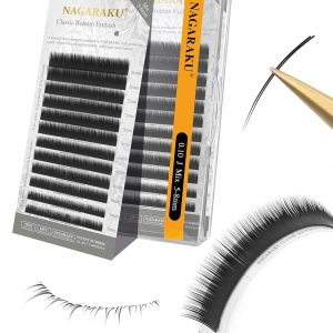 NAGARAKU Bottom Eyelash Extensions Individual Lashes Classic Single Matte Black Soft Natural Faux Mink False Lashes 12 rows (0.10mm J curl 5-8mm Mix Tray)