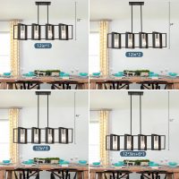 35.4" Kitchen Island Lighting Fixture, Dining Room 4 Lights Chandeliers, Black Wood+Metal Pendant Light for Foyer Hallway Living Room - Image 5