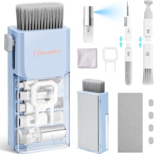 Laptop Cleaning Kit, All in 1 Keyboard Cleaning kit for MacBook iPad iPhone, Compact Keyboard Cleaner with Brush and Spray for Tablet, Airpods, Earbud, Computer Screen, PC Monitor, Blue