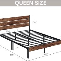 Queen Bed Frame with Headboard and Footboard, with Under Bed Storage, All-Metal Support System, No Box Spring Needed, Easy Assembly,Rustic Brown - Image 6