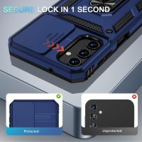 for Samsung Galaxy A13 5G Case, Galaxy A13 5G Phone Case,Slide Camera Cover HD Screen Protector Military Grade Magnetic Ring Holder Shockproof Kickstand Protective Case, Navy Blue - Image 2