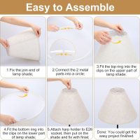 Empire Lamp Shades Set of 2, 6" Top x 16" Bottom x 10.8" High, Large Beige Lamp Shades for Table Lamps Floor Lamps, Natural Linen Lampshades Replacement, Spider, Harp Holders Included, Easy Assembly - Image 7