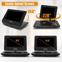 11.5" Portable DVD Player with 9.5" Swivel Screen, 5-Hours Rechargeable Battery,Car DVD Player,Support CD/DVD/SD Card/USB,Regions Free,Dual Speakers, Black… - Image 4