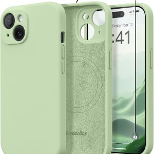 Magnetic for iPhone 15 Plus Case, Compatible with MagSafe, [Full Camera Protection][Screen Protector] Silicone Shockproof Protective Phone Case for iPhone 15 Plus 6.7", Matcha