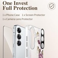 GVIEWIN for Samsung Galaxy A16 5G Case, [Screen & Camera Lens Protector] [Military-Grade Protective] Women Clear Floral Not Yellowing Shockproof Bumper Phone Case for Galaxy A16, Cherry Blossoms - Image 8