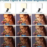 60 LED Portable Selfie Light Video Conference Lighting with Clip & Camera Tripod Adapter Rechargeable 2200mAh CRI 97+, 3 Light Modes for Phone iPhone Webcam Laptop Photo Makeup - Image 3