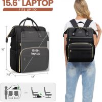 LOVEVOOK Laptop Backpack,15.6 Inch Professional Womens Purse Computer Bag Nurse Teacher Backpack,Waterproof College Work Bags Carry on Travel Back Pack with USB Port,Black - Image 5