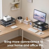 Desk Organizers and Accessories, Computer Monitor Stand Riser, Printer & Laptop Stand, Office Desk Accessories & Desktop Workspace Organizers for Office Supplies (Black) - Image 5