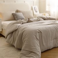 ROSGONIA Queen Comforter Set Oatmeal, 3pcs(1 Boho Oatmeal Comforter & 2 Pillowcases) All Season Soft Bedding Lightweight Bedspread Blanket Quilt - Image 5