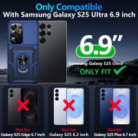 Taisairu for Samsung Galaxy S25 Ultra Case with Screen Protector & Slide Camera Lens Cover, Built-in Magnetic Ring Stand Shockproof Protective Phone Case for Samsung S25 Ultra Case (Blue) - Image 9