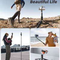Phone Tripod & Selfie Stick with Remote, Portable, Lightweight for Video Recording Vlog, Extendable Travel Tripod Stand Compatible with iPhone Android, Black, 62" - Image 7