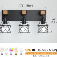 Farmhouse Vanity Light Fixture,3-Light Bathroom Lighting,Black Industrial Wood Wall Light Over Mirror with Metal Shade,Bulbs NOT Included - Image 4