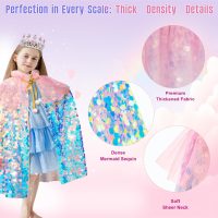 Meland Princess Dress Up for Girls 3-8, 11Pcs Mermaid Cape with Crown, Dress Up Clothes Birthday Gift Toys for Girls Toddlers - Image 5