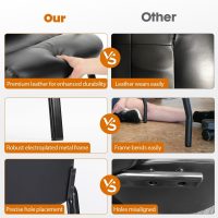 Sweetcrispy Office Reception Guest Chair No Wheels Set of 2, Leather Stationary Waiting Room Chairs with Padded Arms for Elderly Desk Conference Room Lobby Table Side Salon, Inky - Image 7