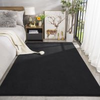 Amearea Modern Area Rugs for Bedroom Living Room, 4x6 Feet Black Thickened Memory Foam Rug, Fluffy Indoor Washable Rugs Non Slip Minimalist Carpet for Kids Boys Girls Dorm Nursery Room Decor - Image 2