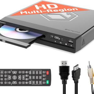 Compact DVD Player with Included HDMI | Multi Region Disc Playback | 1080 HD Upscaling | HDMI, RCA, & AV Connectivity | USB, MP3, & CD Playback | Easy Use Remote Control Included | OAKCASTLE DVD100