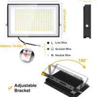Onforu 200W LED Flood Lights Outdoor, 18000LM Bright Security Light, IP66 Waterproof Outdoor LED Lights, 6500K Daylight White Floodlight for Garage, Yard, Garden, Stadium, Playground, Arena(2 Pack) - Image 7