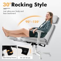 Criss Cross Chair with Wheels & Flip-up Arms, Executive Office Chair with Foot Rest, Swivel Cross Legged Office Chair, Corduroy Fabric Comfy Computer Desk Chair, Vanity Chair for Home, Grey - Image 5