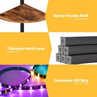 Furnulem 5 Tier Corner Shelf with LED Light, 67.2” Tall Standing Shelf for Wall Corner, Narrow Bookshelf Ladder Shelf for Bedroom, Living Room, Plant, Wood Storage Rack, Metal Frame (Rustic Brown) - Image 7