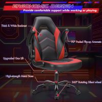 Sweetcrispy Computer Gaming Desk Chair - Ergonomic Office Executive Adjustable Swivel Task PU Leather Racing Chair with Flip-up Armrest for Adults, Kids, Men, Girls, Gamer, Black Red - Image 8