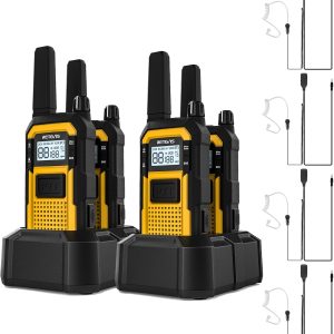 Retevis RB48 Waterproof Walkie Talkies with Earpiece, 2 Meters Fallproof, VOX, 2000 mAh, Dual PTT, Vibration Call, Portable FRS Two-Way Radios Long Range, for Jobsite(4 Pack)