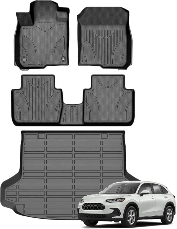 Cartist Floor Mats & Cargo Liner Custom Fit for Honda HR-V 2023 2024 2025 2026 /HR-V Hybrid 2023 2024 2025 2026 Accessories All Weather Cargo Liners Carpet Protection TPE Odorless