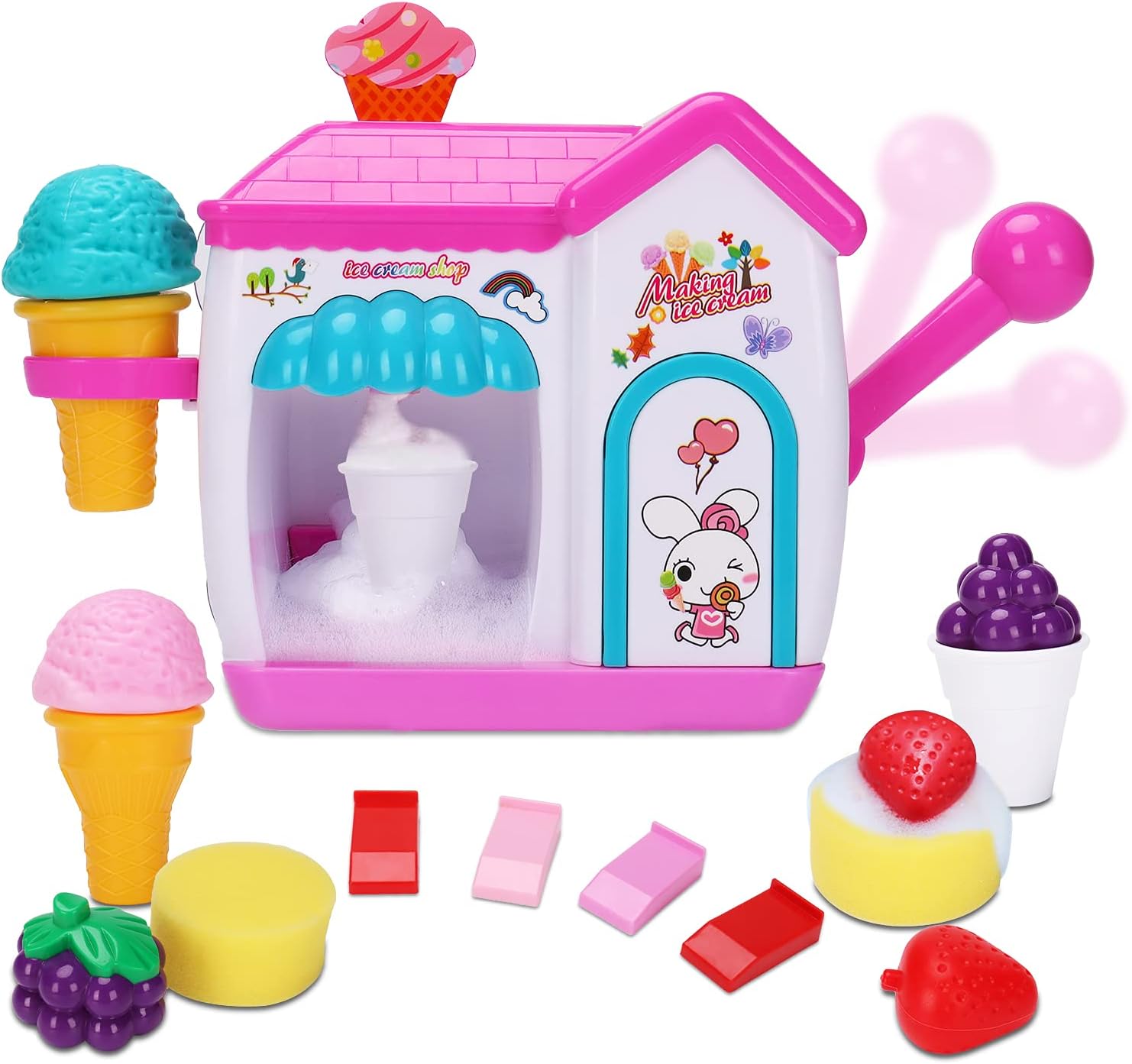 AugToy Bath Toys for Toddlers 3-5 Years, Ice Cream Foam Maker Bath Toys for Kids Ages 4-8, Bubble Pretend Cake Play Set Bathtub Toys Age 3 4 5 Year Old Girls Boys Holiday Birthday Gifts Idea