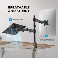HUANUO Adjustable Monitor Stand, Single Arm Desk Mount for 32 inch Screen and 17 inch Laptop, Heavy Duty Ergonomic Bracket Holds 22lbs - Image 5