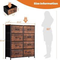 Sweetcrispy Dresser for Bedroom with 8 Storage Drawers, Large Fabric Storage Tower Organizer, Chest of Drawers with Metal Frame Wooden Top for Nursery, Closet, Living Room, Entryway, Rust Brown - Image 2