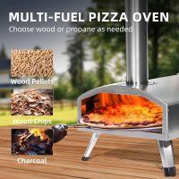 12” Portable Wood Fired Pizza Oven - Stainless Steel Pellet Pizza Stove with Rotating Stone for Outdoor Cooking, Backyard & Camping - Image 4