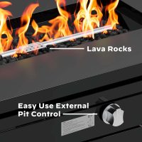 Ciays 42 Inch Gas Fire Pit Table, 60,000 BTU Propane Fire Pits for Outside with Steel Lid and Lava Rock, 2 in 1 Fire Pit Table Gatherings Parties on Patio Deck Garden, CSA-Listed, Black,CIFPT5B - Image 4