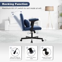 Criss Cross Armrest Office Chair with Wheels - Modern for Home Office, Meditation & Creative Work (Blue) - Image 5